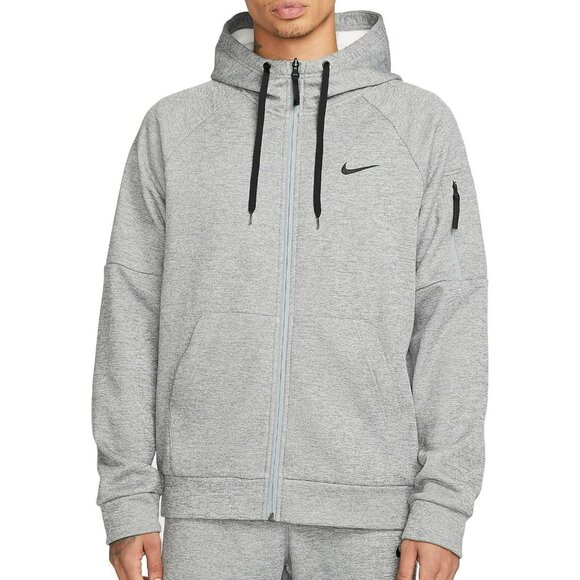 Nike Men's Therma Fit Hoodie Fitness Full Zip Heather Grey Size L DQ4830-063 - Picture 1 of 7